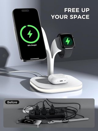 HJCE Estación Carga Qi2 3 en 1 MagSafe