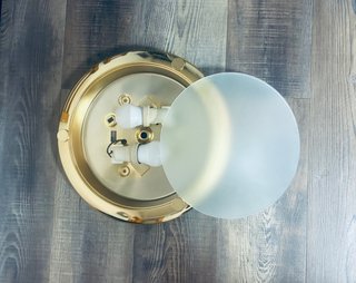 Plafón Techo Cristal Mate Base Dorada Brillante