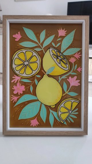 Cuadro Pintura Vidrio Limones