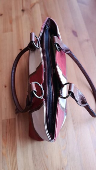 Bolso Piel HervásPiel Rojo y Blanco Vintage