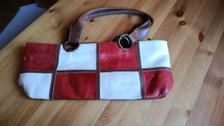 Bolso Piel HervásPiel Rojo y Blanco Vintage