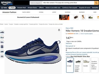 Nike Air Zoom Vomero 18 Blu Tg. 42 Eu 8.5