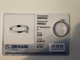 Anillo Oro Blanco 18kts con diamante