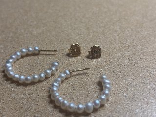 Pendientes aro perlas dorados
