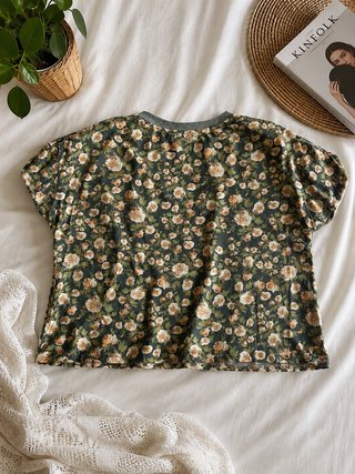 Camiseta Zara Flores Print Talla S Oversize Mujer