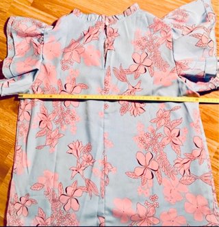 Blusa floral celeste y rosa manga mariposa T 42