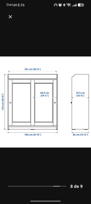 Alacena gris con puertas correderas de cristal