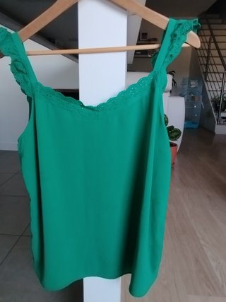 Top NAF NAF verde tirantes encaje talla X