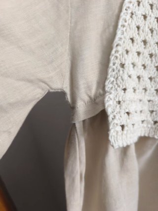 Vestido Zara Lino Crochet Beige T.M