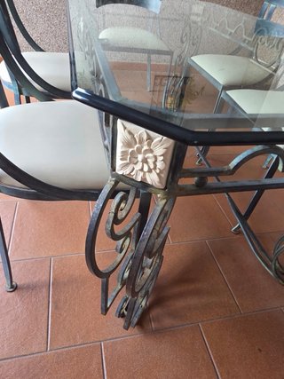 Conjunto Comedor Exterior Cristal y Forja