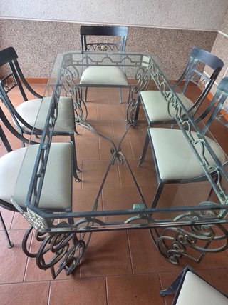 Conjunto Comedor Exterior Cristal y Forja