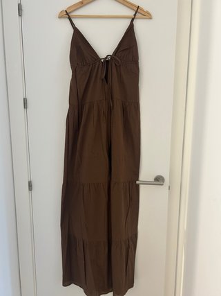 Vestido largo marrón Mango Talla S