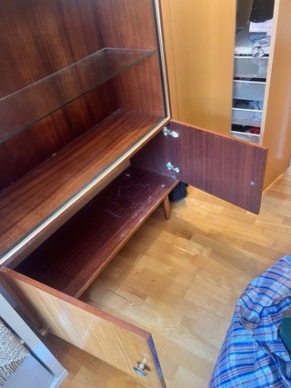 Mueble Mid Century Madera y Cristal