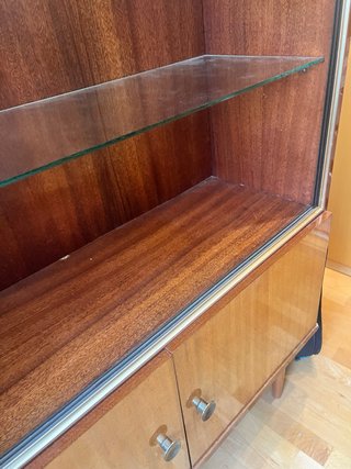 Mueble Mid Century Madera y Cristal