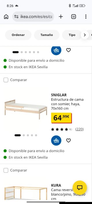 Cama infantil madera IKEA SNIGLAR