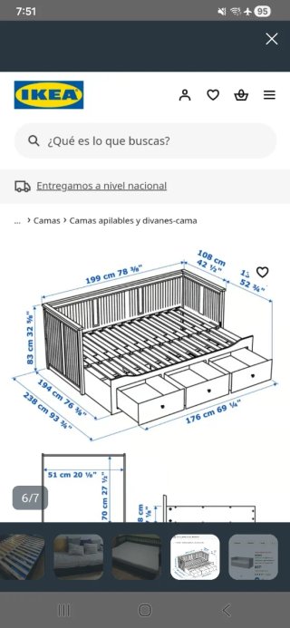 Diván Cama IKEA HEMNES negro