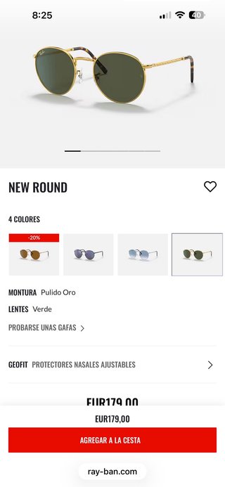Ray-Ban Round Metal Gafas de Sol Doradas