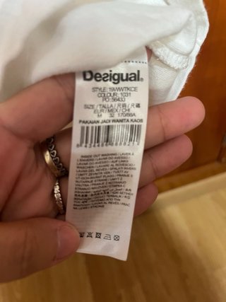 Camiseta Desigual Blanca Talla M Franja Roja Love