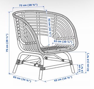 Sillón de ratán natural con cojín