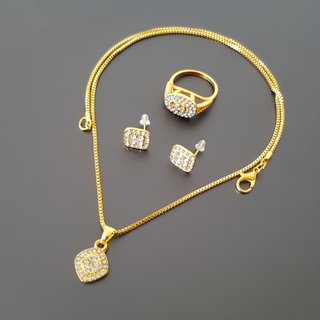 Conjunto Collar Anillo y Pendientes Dorados (170)