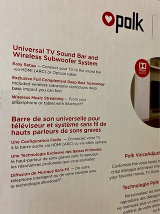 Barra de Sonido Polk con Subwoofer Inalámbrico