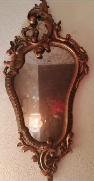 Espejo Antiguo Dorado y Marrón