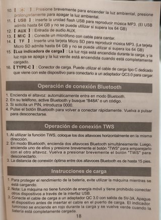 Altavoz Bluetooth VUOPAX B48A 200W portátil