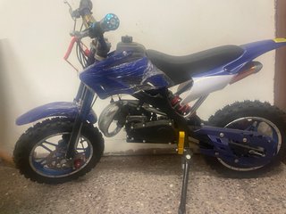 Mini moto cross azul y blanca