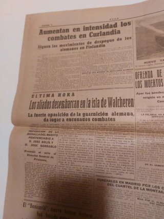 Periódico Yugo Falange II Guerra Mundial 1944