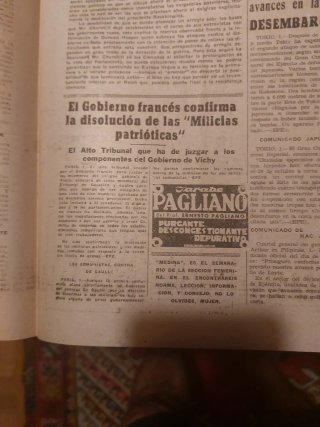 Periódico Yugo Falange II Guerra Mundial 1944