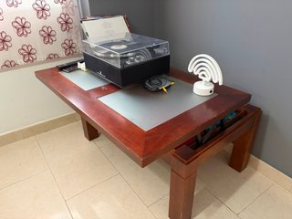 Mesa de centro madera y cristal abatible