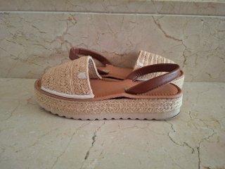 Sandalias Yute/Esparto Beige Plataforma