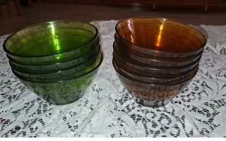 Tara!! 9 Cuencos/tazones Duralex ámbar y verde