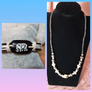 Bracciale e collana con elefante etnici