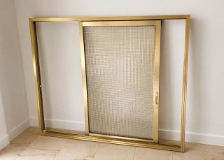 Ventana corredera aluminio dorado
