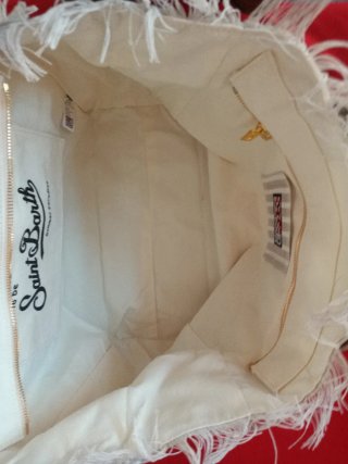 Borsa mare Saint Barth grande beige/marrone a mano