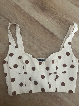 Top Zara lunares beige y marrón