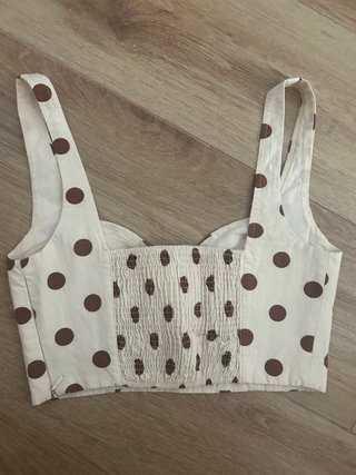 Top Zara lunares beige y marrón