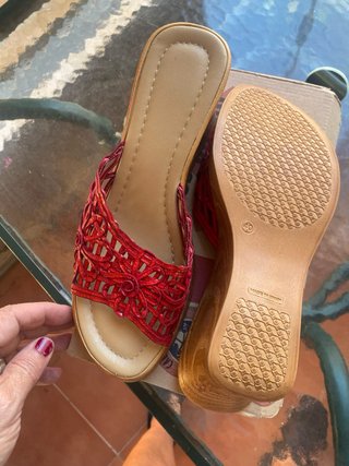 Sandalias Zueco Cuña Pilmer Talla 40 Rojas