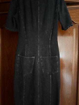 Vestido Denim Largo Desigual Negro/Azul