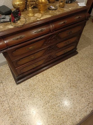 Mueble de entrada vintage madera y mármol