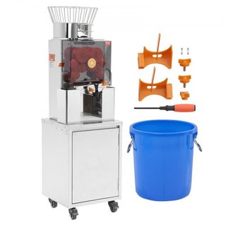 Extractor de Jugo de Naranja Comercial, Extractor de Jugo Automático de 120W con Grifo de Agua, Máquina de Jugo de Acero Inoxidable 25 Naranjas/Minuto, con Caja de Filtro Extraíble, Cubierta de PC...
