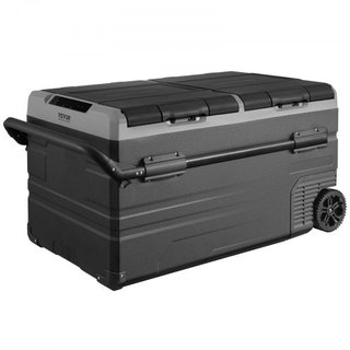 Refrigerador de Coche, Refrigerador de Coche de 12 Voltios, Congelador Portátil de Doble Zona de 115 L con Ruedas y Asa, -4℉-68℉, Compresor Enfriador de 12/24V DC y 100-240V AC para Exterior, Camping