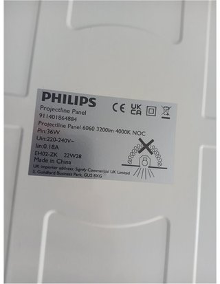 Philips - Panel LED empotrable ProjectLine 36W - Luz blanca natural 4000k - 3200 lm - 59.5 cm X 59.5 cm