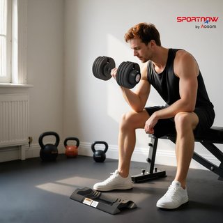 Conjunto de Pesas de Gimnasio, Conjunto de Mancuernas Ajustables para Brazos con Base de Almacenamiento y Mango Antideslizante, Pesas de Mancuernas, para Entrenamiento de Fitness en Casa y Gimnasi...