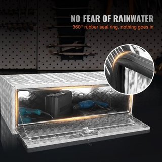 Caja de Camión Inferior, Caja de Almacenamiento para Pickup de 48"×24"×24", Caja de Herramientas de Aluminio de Placa de Diamante de Alta Resistencia con Cerradura y Llaves, Caja de Almacenamiento...