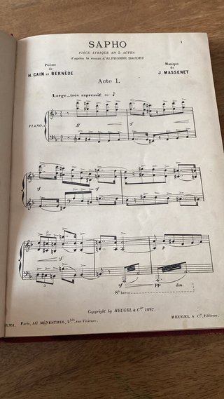 Sapho Alphonse Daudet J. Massenet Parigi 1897