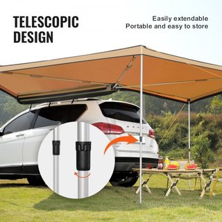 Toldo para Vehículos 270 Grados, Toldo Lateral Retráctil de 8.2' de Altura para Automóviles, Toldo para Automóviles PU3000mm UV50+ con Bolsa de Almacenamiento Impermeable, Adecuado para Camiones, ...