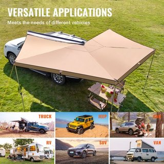 Toldo para Vehículos 270 Grados, Toldo Lateral Retráctil de 8.2' de Altura para Automóviles, Toldo para Automóviles PU3000mm UV50+ con Bolsa de Almacenamiento Impermeable, Adecuado para Camiones, ...