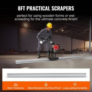 Gas Concrete Power Screed, con juego de barra recta de borde de aluminio de 2445 mm, motor vibratorio de acabado de cemento de 4 tiempos con mangos ajustables en altura, herramientas de concreto d...